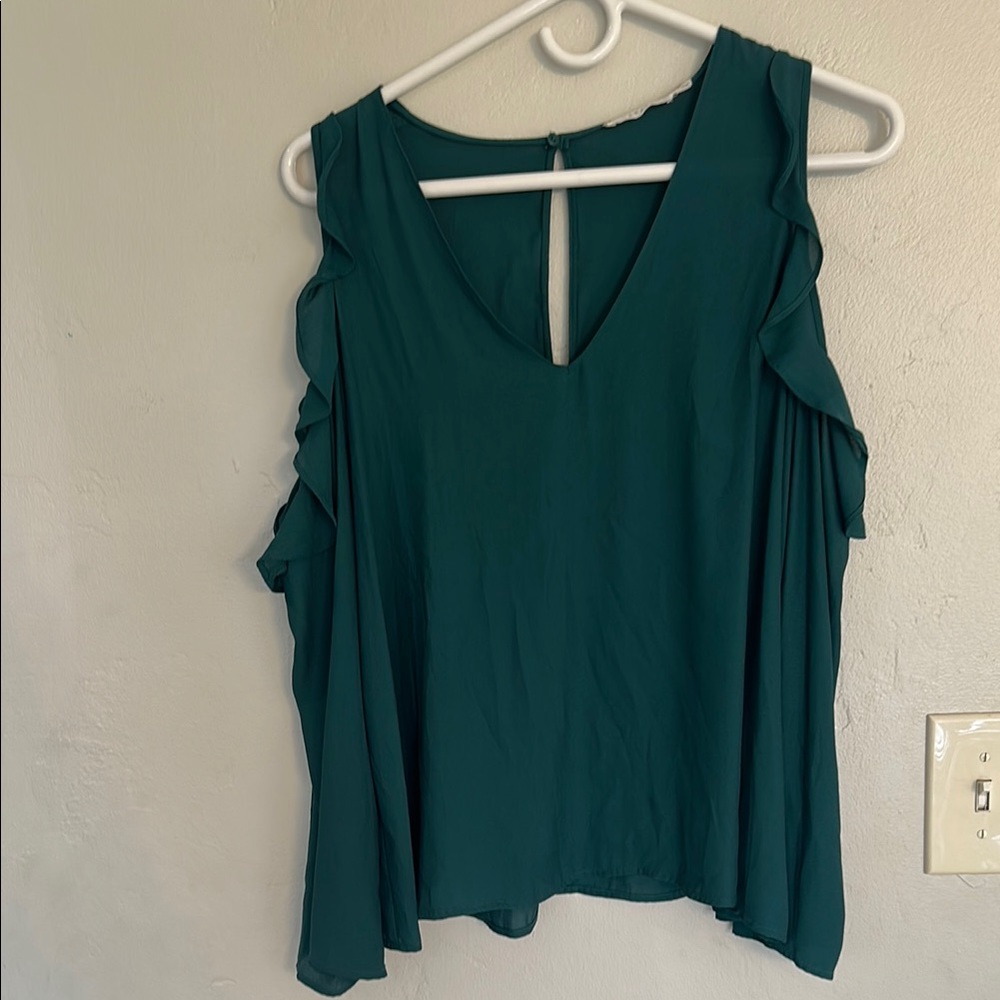 Lush Green Sleeveless Ruffled Tank Top